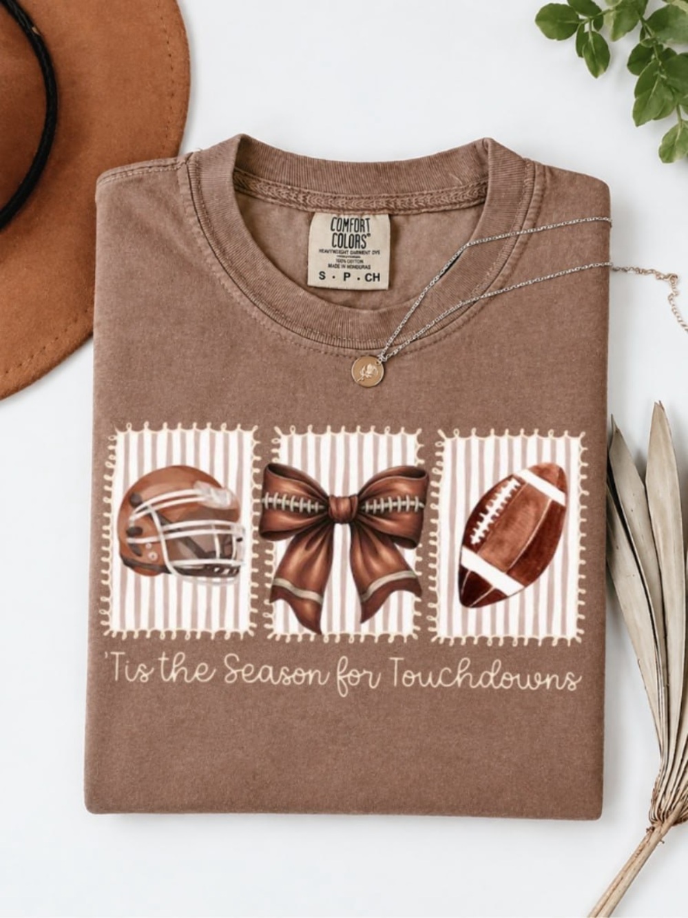 Comfort Colors Espresso Football Graphic Short Sleeve Tee